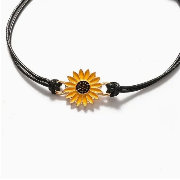 Allyson Aurora Sunflower Double Leather Strand Bracelet Gift Packaged - Picture 3 of 10